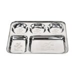 Steel Laser Compartment Bhojan Thali/Dinner Plate Set of 6
