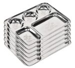 Steel Laser Compartment Bhojan Thali/Dinner Plate Set of 6