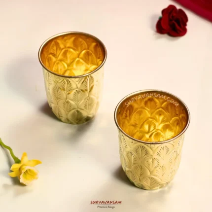 Handmade Pure Brass Glass Set With Beautiful Design