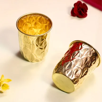 Handmade Pure Brass Glass Set With Beautiful Design