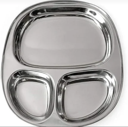 3 Compartment Oval SS Plate